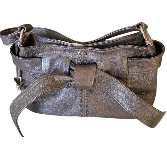 Brighton Handbags - Brighton Purse, Leather, Pewter, Bow, Shoulder Bag, Gently used condition
